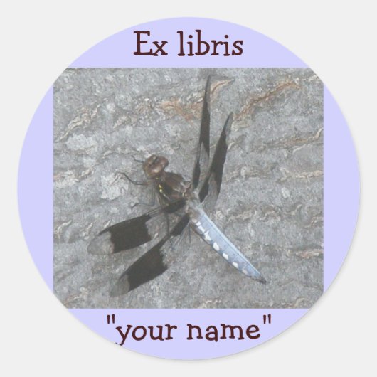 Ex Libris Dragonfly Sticker zum Anpassen (Vorderseite)