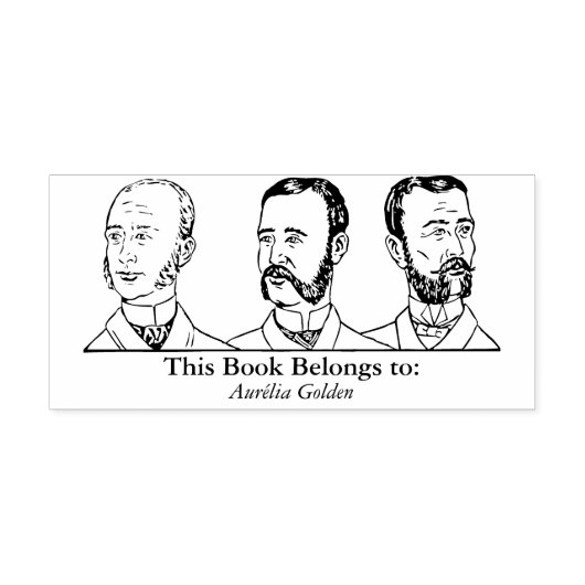 Ex Libris - Drei Männer v4 Gummistempel (Prägung)