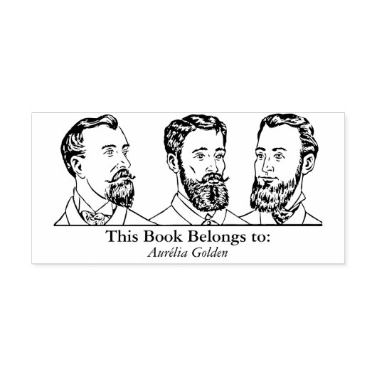 Ex Libris - Drei Männer v6 Gummistempel (Prägung)