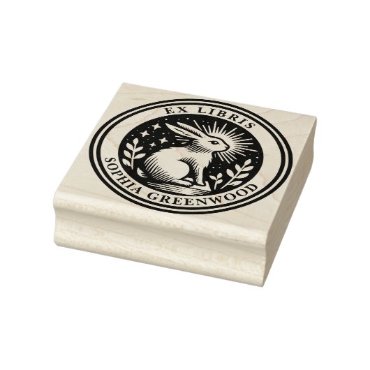 Ex Libris - Erleuchtetes Kaninchen Gummistempel (Stempel)