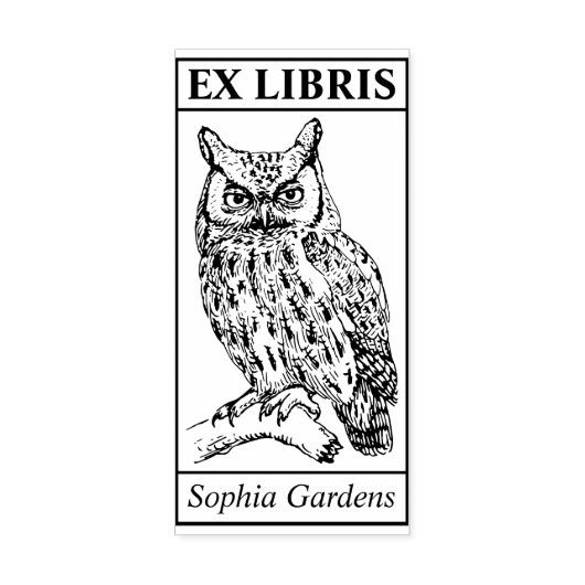 Ex Libris - Eule Gummistempel (Prägung)