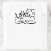 Ex Libris Eule mit Buchaufklebern Ovaler Aufkleber (Tasche)