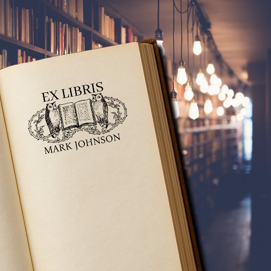 EX libris exlibris Book library Buchzeichen owl Gummistempel