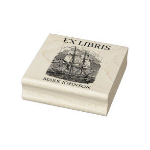 EX libris exlibris Book library Buchzeichen ship R Gummistempel