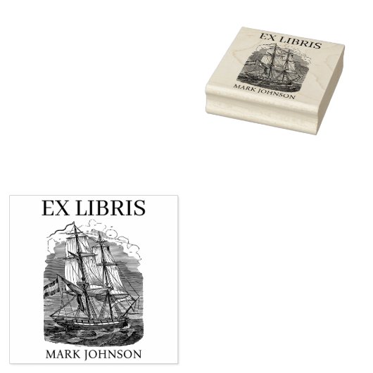 EX libris exlibris Book library Buchzeichen ship R Gummistempel (Stempel)