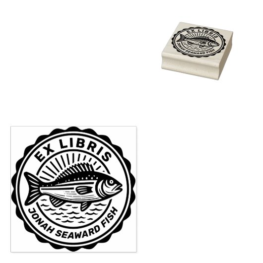 Ex Libris - Fisch Gummistempel (Stempel)
