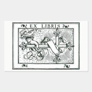 Ex Libris Fleur De Lys Cross Rechteckiger Aufkleber