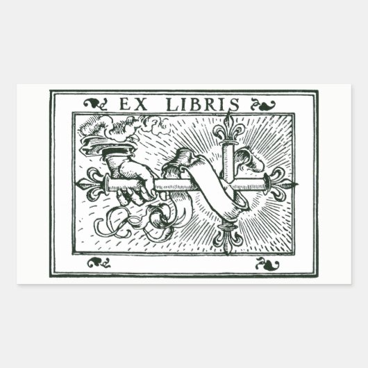 Ex Libris Fleur De Lys Cross Rechteckiger Aufkleber (Vorderseite)
