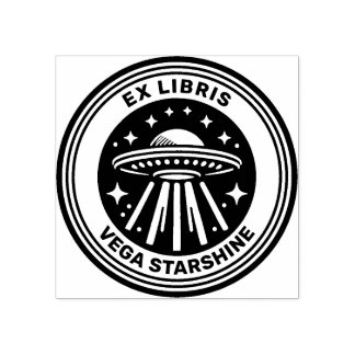Ex Libris - fliegender Saucer Gummistempel