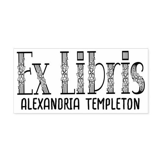 Ex Libris Floral Text Letters Library Book Name Permastempel (Design)