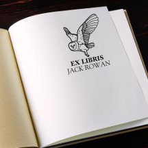 Ex Libris Flying Barn Owl Bookplate Name