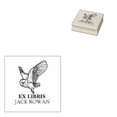 Ex Libris Flying Barn Owl Bookplate Name Gummistempel (Stempel)
