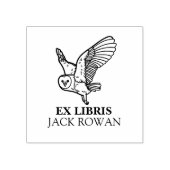Ex Libris Flying Barn Owl Bookplate Name Gummistempel (Prägung)
