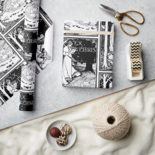 Ex Libris Frau lesend Geschenkpapier