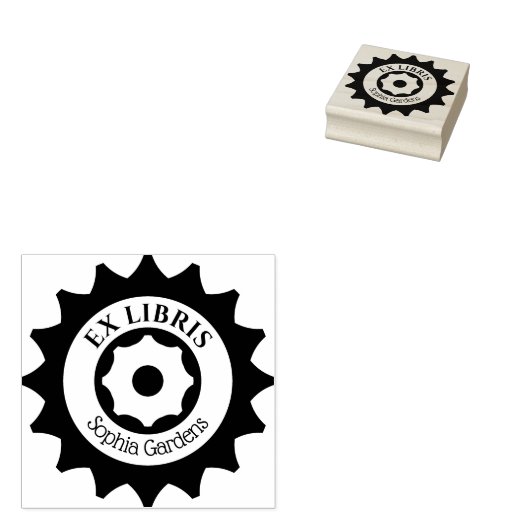 Ex Libris Gears Gummistempel (Stempel)