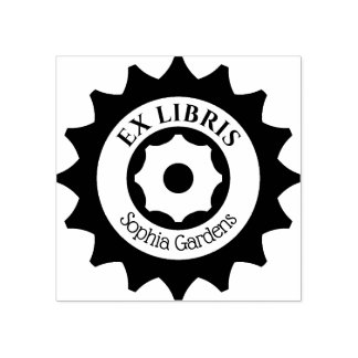 Ex Libris Gears Gummistempel