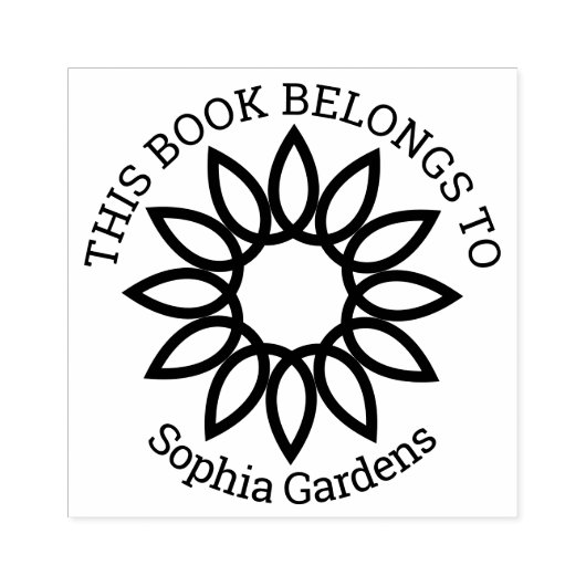 Ex Libris - Geometrische Blume 01 Gummistempel (Prägung)