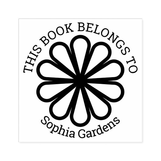 Ex Libris - Geometrische Blume 07 Gummistempel (Prägung)