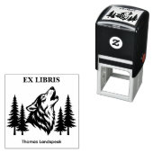 Ex Libris Heulender Wolf im Wald Benutzerdefiniert Permastempel (Beispiel)