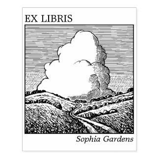 Ex Libris - Imaginäre Landschaft mit Cloud Gummistempel