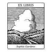 Ex Libris - Imaginäre Landschaft mit Cloud v2 Gummistempel (Prägung)
