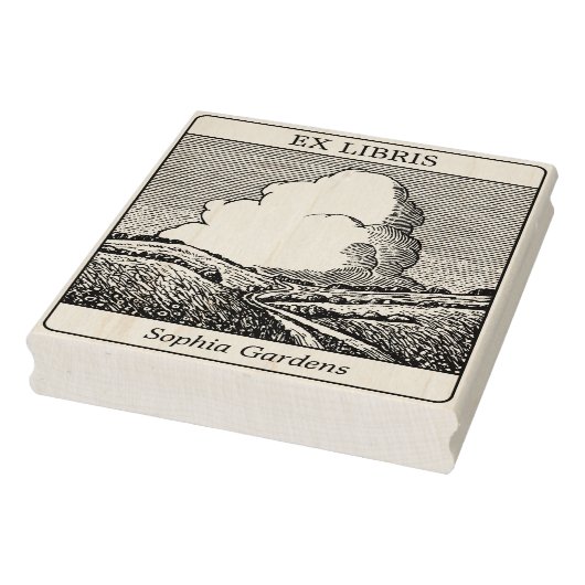 Ex Libris - Imaginäre Landschaft mit Cloud v2 Gummistempel (Stempel)