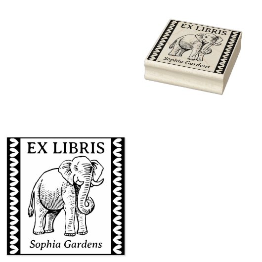 Ex Libris - Indischer Elefant - grenzt an Gummistempel (Stempel)