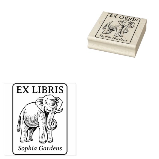 Ex Libris - Indischer Elefant Gummistempel (Stempel)