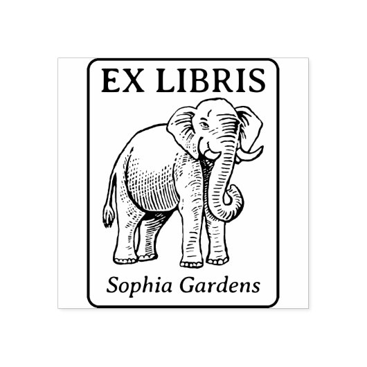Ex Libris - Indischer Elefant Gummistempel (Prägung)