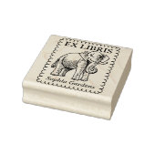 Ex Libris - Indischer Elefant - Scallope Edge Gummistempel (Stempel)