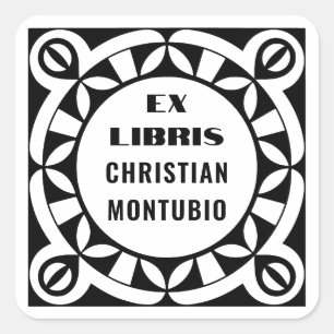 Ex Libris individuelle Buchschildchen - Geometrisc Quadratischer Aufkleber