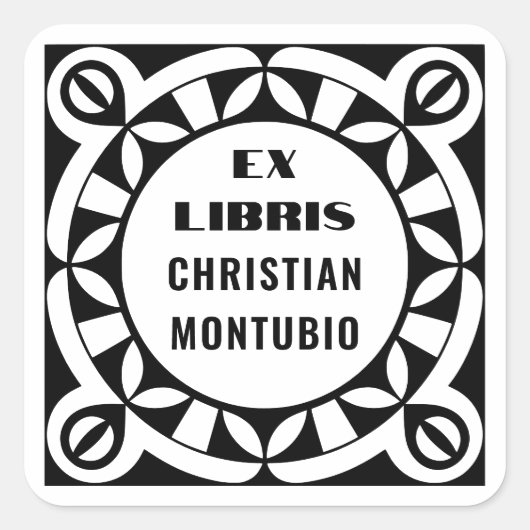 Ex Libris individuelle Buchschildchen - Geometrisc Quadratischer Aufkleber (Vorderseite)