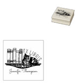Ex Libris Katze virtuelle Bibliothek Gummistempel (Stempel)