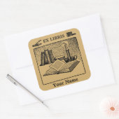 Ex Libris Kerzen Stift Tinte Buch Vorlage Quadratischer Aufkleber (Umschlag)