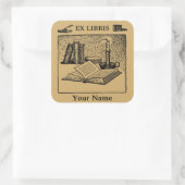 Ex Libris Kerzen Stift Tinte Buch Vorlage Quadratischer Aufkleber (Tasche)