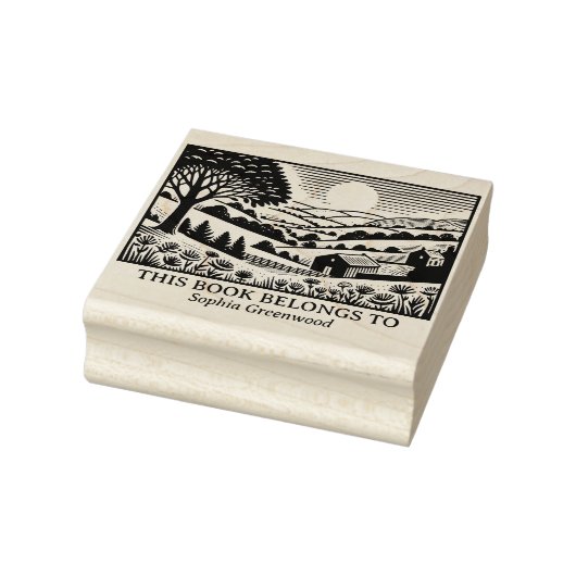 Ex Libris - Landschaft des ländlichen Raums 02 Gummistempel (Stempel)