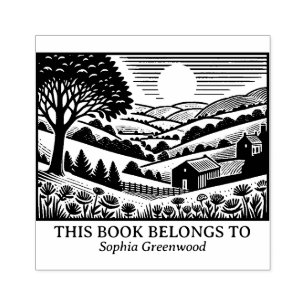 Ex Libris - Landschaft des ländlichen Raums 02 Gummistempel