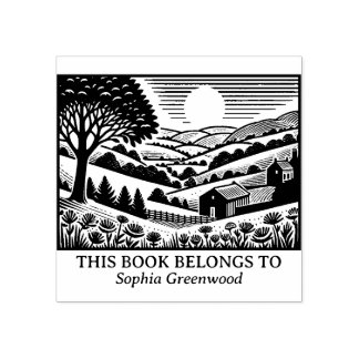 Ex Libris - Landschaft des ländlichen Raums 02 Gummistempel