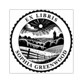 Ex Libris - Landschaft des ländlichen Raums 03 Gummistempel (Prägung)