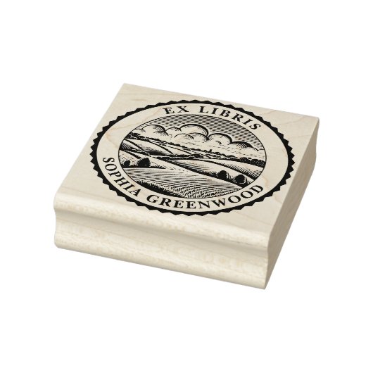Ex Libris - Landschaft des ländlichen Raums 05 Gummistempel (Stempel)