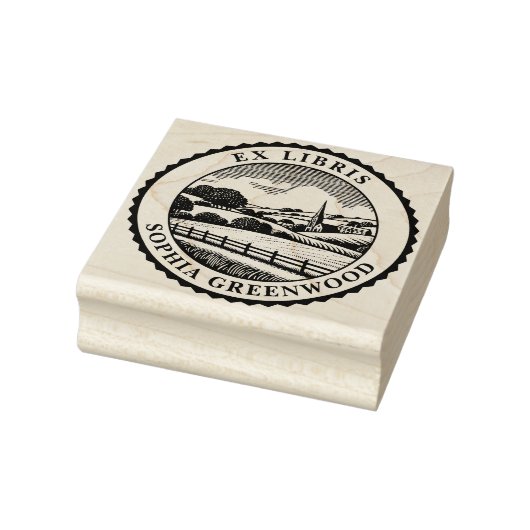 Ex Libris - Landschaft des ländlichen Raums 06 Gummistempel (Stempel)