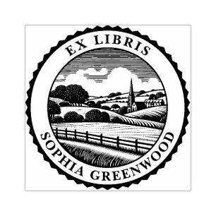 Ex Libris - Landschaft des ländlichen Raums 06 Gummistempel
