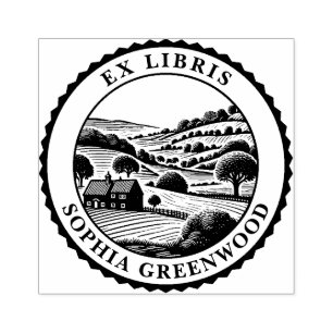Ex Libris - Landschaft des ländlichen Raums 07 Gummistempel
