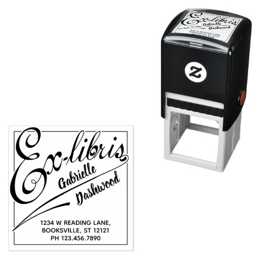 Ex Libris Library of Buchzeichen Bold Typografy Permastempel (Beispiel)