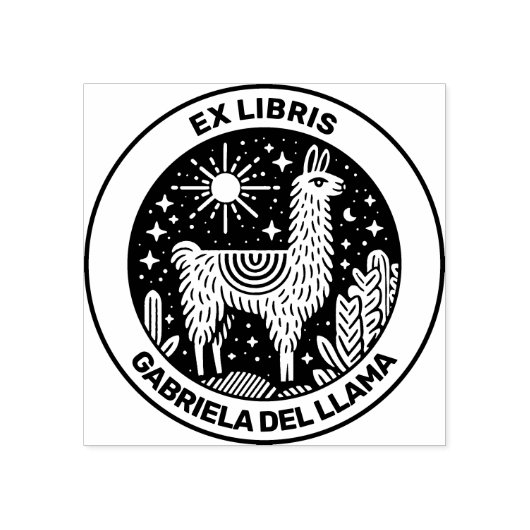 Ex Libris - Llama Gummistempel (Prägung)