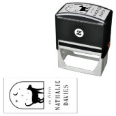 Ex Libris | Magic Moon Stars & Cat Library Book Permastempel (Beispiel)