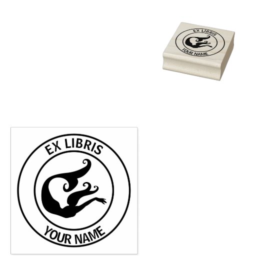 Ex libris mermaid Buchzeichen Gummistempel (Stempel)