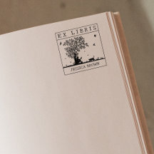 Ex Libris mit einer Katze in der Natur lesen, Buch