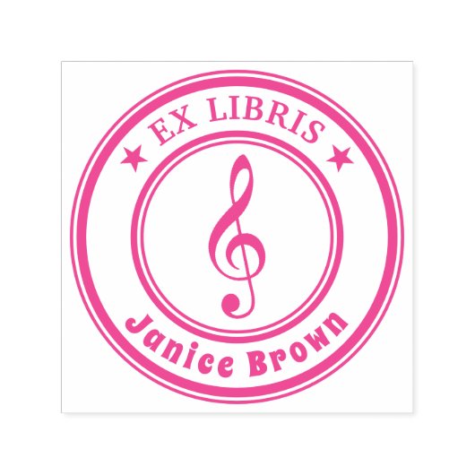 Ex Libris mit Musiktaste | Rosa Permastempel (Design)