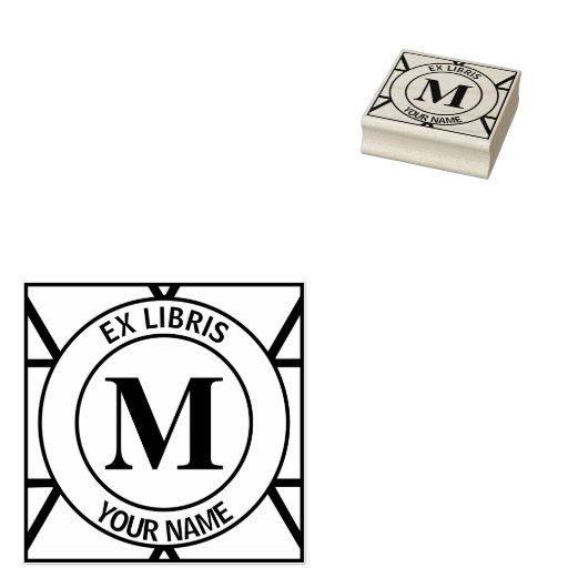 Ex libris Monogramm-Buchzeichen Gummistempel (Stempel)